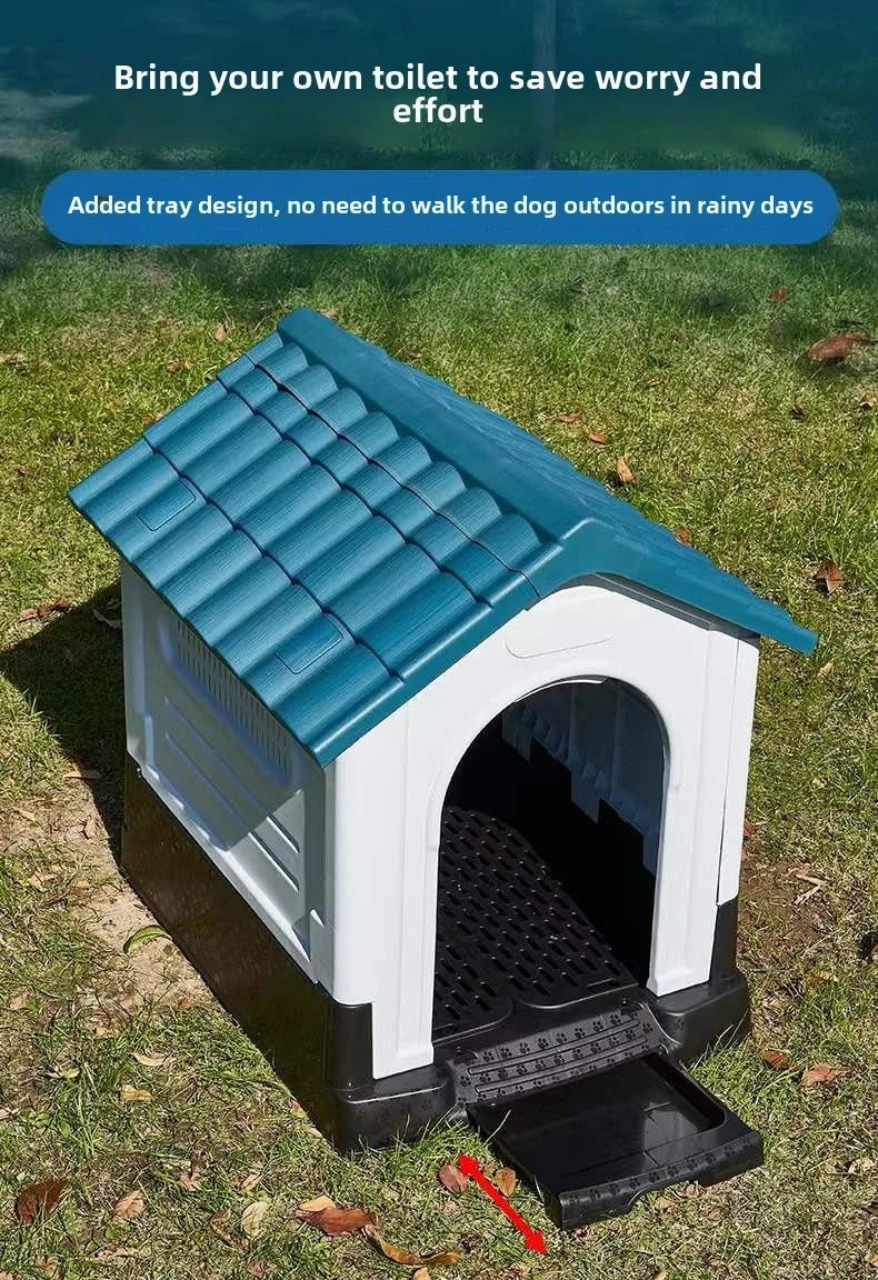 Outdoor kennel with toilet, sun protection in summer, universal in all seasons, outdoor rain-proof dog house, warm in winter, s