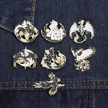 7Pcs Gothic Punk Bird Enamel Pins Custom Animal Cartoon Brooches Jewelry Clothes Accessoris Shirt Collar Lapel Badge Pin for Fri
