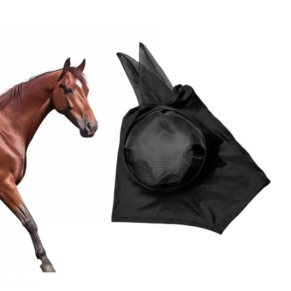 Fly Covers for Horses Fine Mesh UV Blocking Elastic Cover with Ears Machine Washable Equestrian Supplies for Outdoors