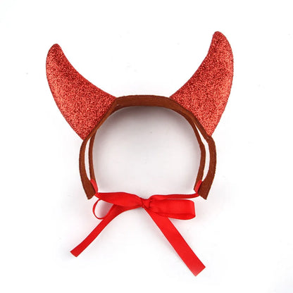 Halloween Ox Horn Headband for Cats Lovely Holiday Costume Pet Head Accessories Adjustable Chihuahua Kitten Decorate Products