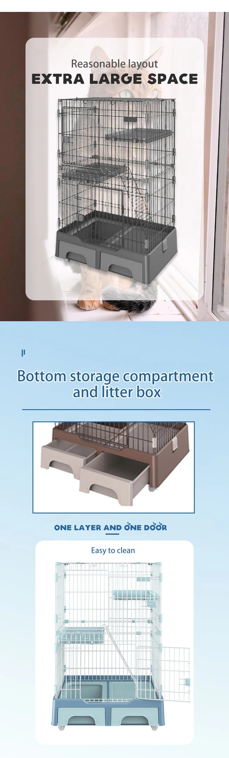 Emily pets big Hot selling metal kennel mesh folding stainless steel cat dog animal cage