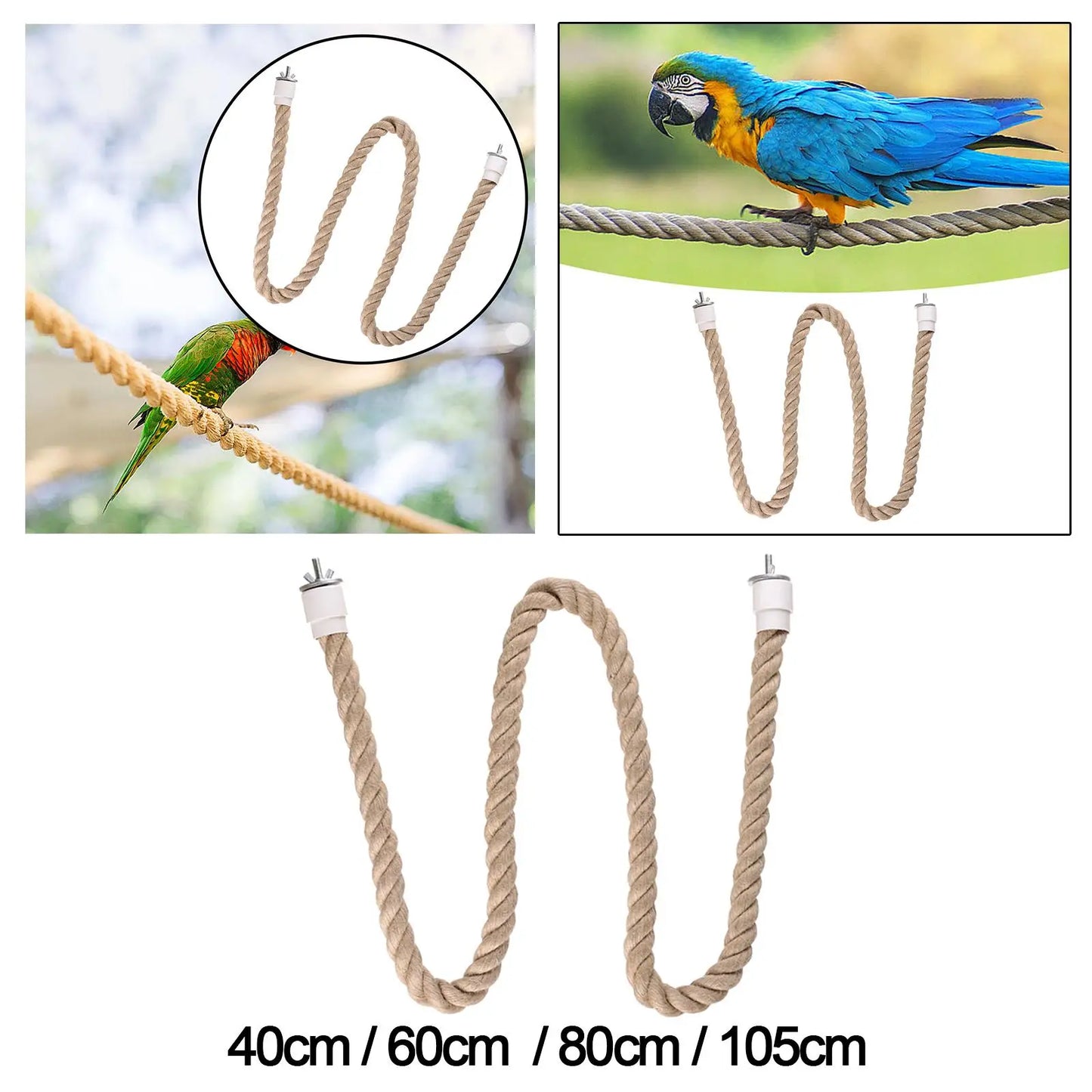 Parrot Rope Parrot Cage Toy Bird Perch Stand Bird Parrot Chewing Toy for Parakeet Conures Cockatiels Budgie Primary Color
