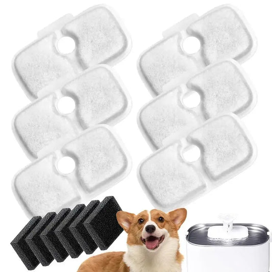 6PCS Cat Water Fountain Filter Activated Charcoal Sponge Pet Safe Water Fountain Filters Water Filter for Cat Fountain Pet Care