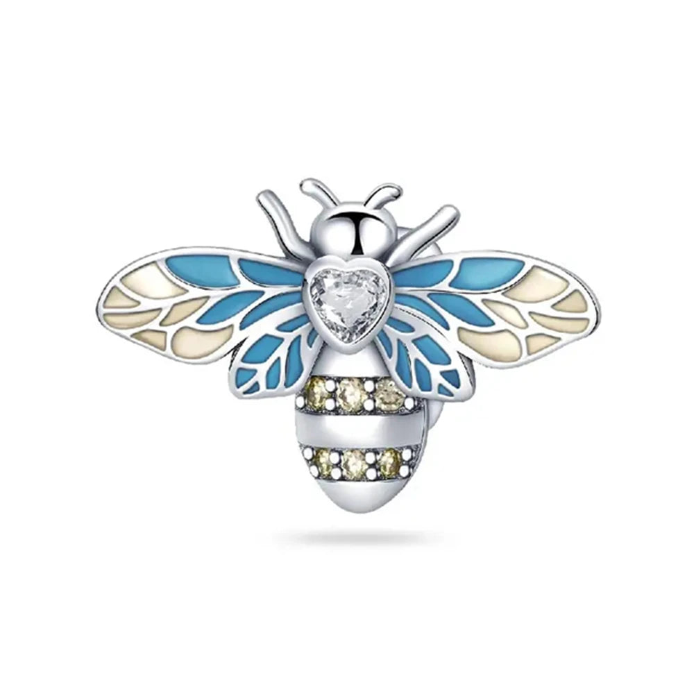 New 925 Sterling Silvering Butterfly Bees Bird Charm of ley 925 Chain Beaded Fit Original Pandora Bracelet DIY Ladies Jewelry