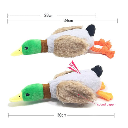Durable Plush Duck Dog Toy for Aggressive Chewers Pet Mallard Duck Dog Toy Squeaky Plush Puppy Toy for Small Medium Large Dogs