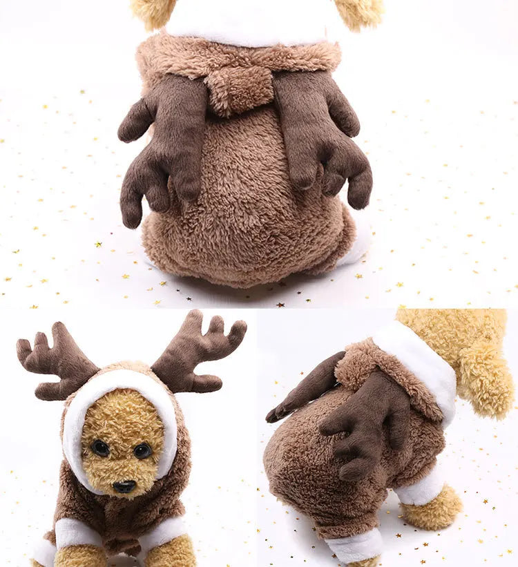 pawstrip Small Dog Clothes Warm Winter Pet Dog Jumpsuit Puppy Fleece Hoodie Chihuahua Small Medium Dog Warm Outfit Kitten Jacket