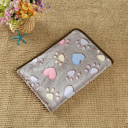 Pet Blanket Dog Puppy Blanket Paw Print Fleece Blanket for Small Medium Large Pet Dog Cat Warm Soft Sleep Mat Doggy Bed Blanket