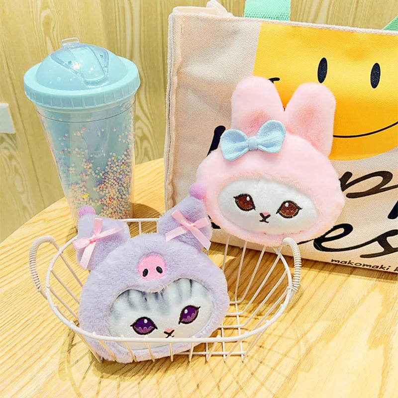 Anime Sanrio Plush Toy Cute Hello Kitty Felinae Keychain Kawaii Cinnamoroll Cat Plush Wallet Melody Cos School Bag Pendant Gifts