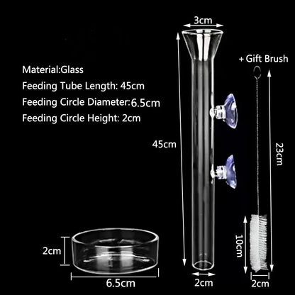 Glass Aquarium Feeder Tube Dish Transparent Fish Tank Shrimp Snail Food Feeder Bowl Aquarium Feeding Accessories Shrimp Feeders