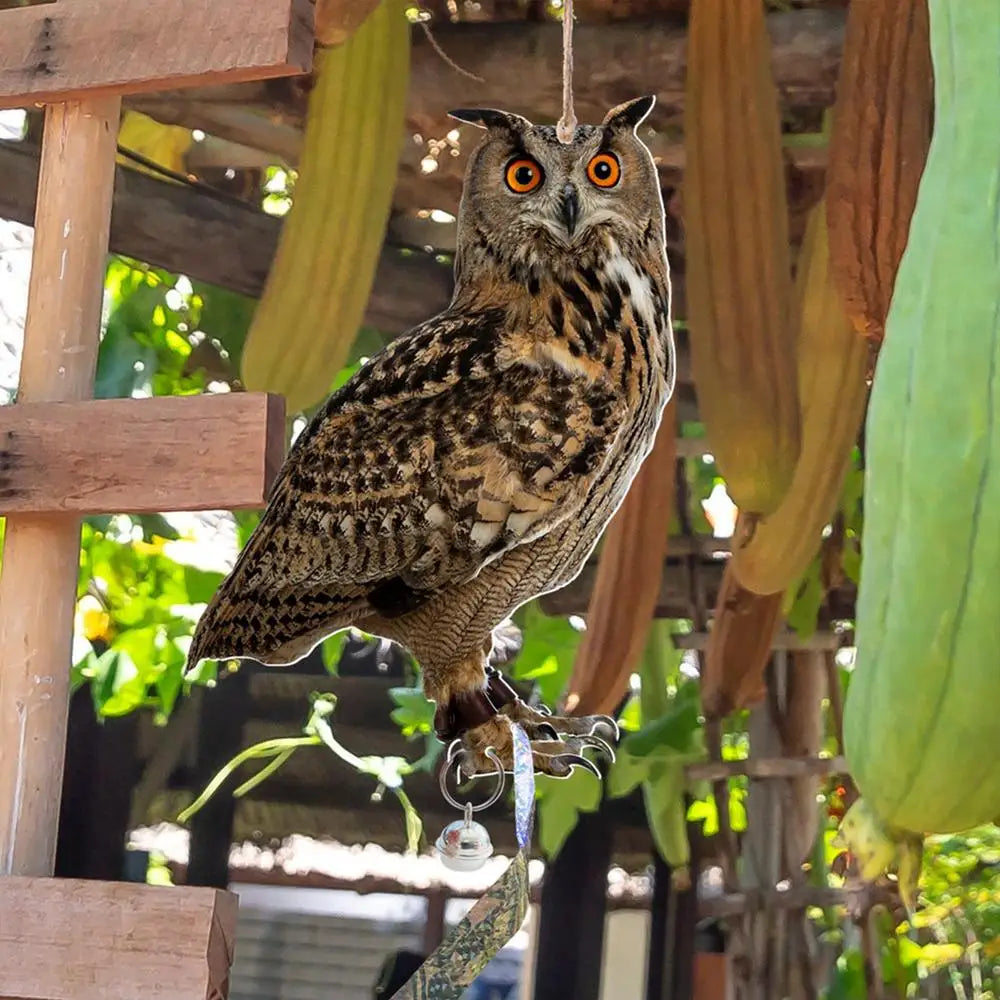Farm Protector Bird Scarer Owl Scarecrow Scarer Pendant Garden Protector Pendant Waterproof With Bell Fake Bird Scarecrow Bird