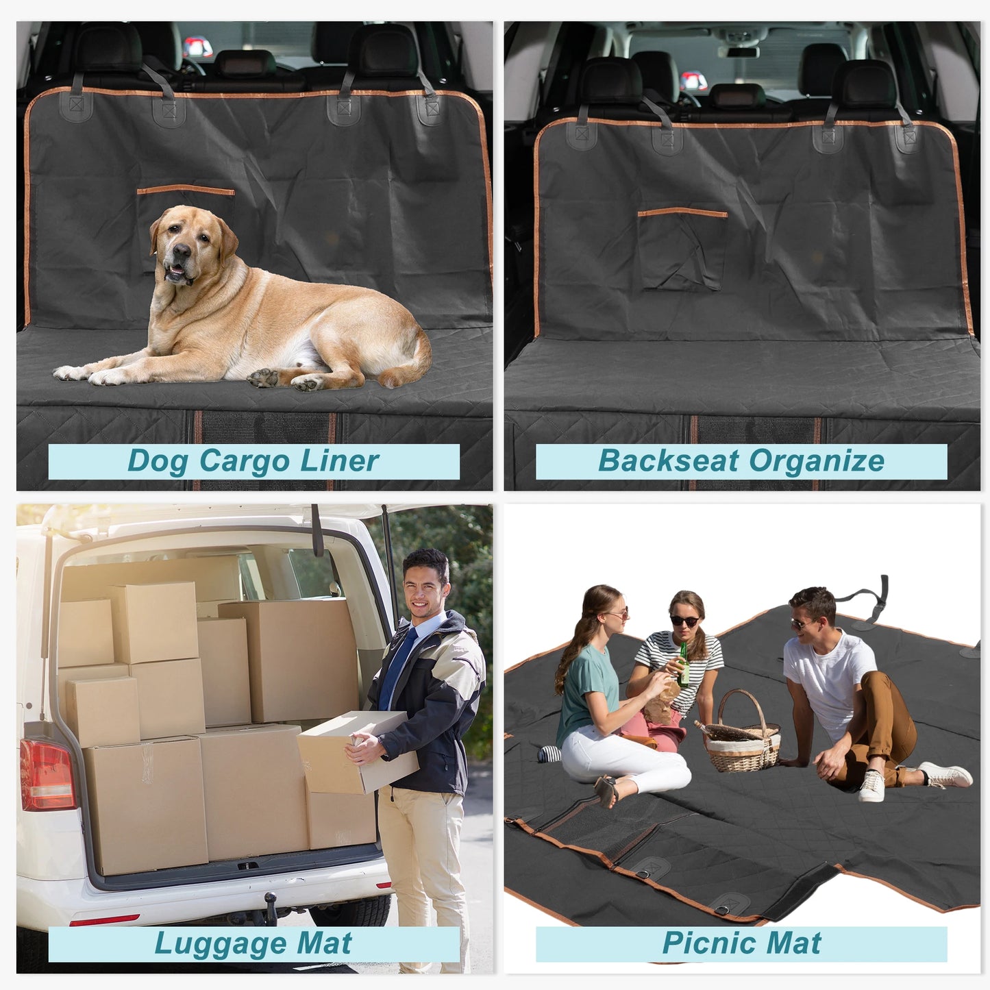 UXCELL Dog Car Back Seat Cover Casual Solid Dog Mats Cover Waterproof Dog Hammock for Car SUV Trunk Mat with Side Flaps