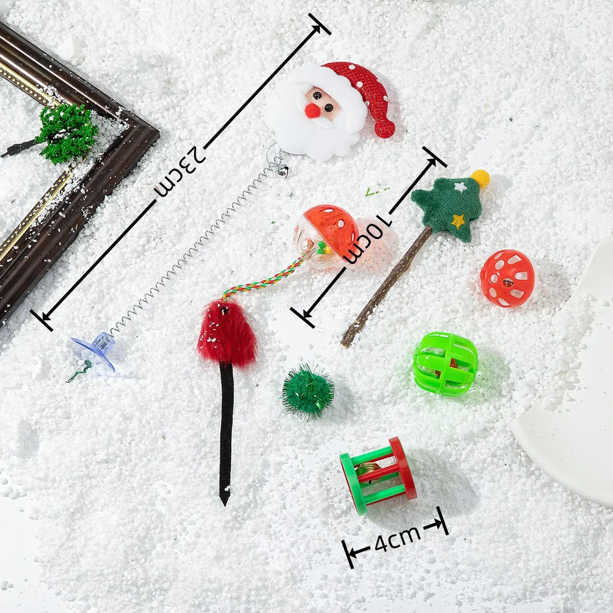 Cat Toy Cat Teaser Sticks Christmas Cat Toy Set New Product Cat Fun Stick Bell Ball Fun Interactive Pet Supplies