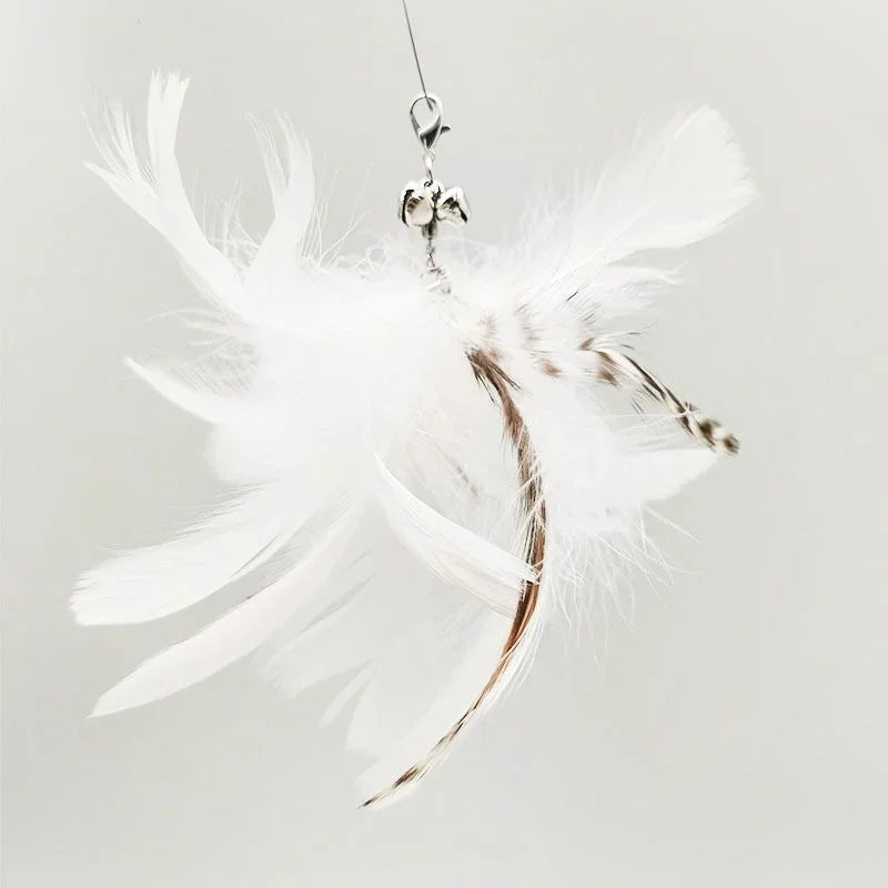 Funny Cat Stick Toy Furry Feather with Bell Cat Stick Toy Kitten Playing Pet Accessories Worm on A String Cat Toys Interactive
