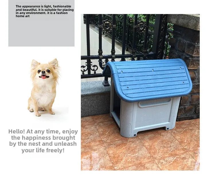 Outdoor kennel with toilet, sun protection in summer, universal in all seasons, outdoor rain-proof dog house, warm in winter, s