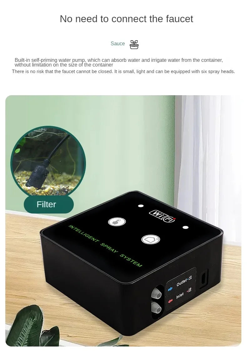 WiFi Control Intelligent Reptile Spray Humidifier Timer Automatic Mist Rainforest Timing Spray System Kit Irrigation Sprinkler