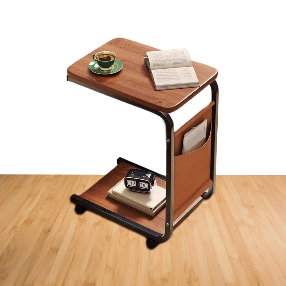 End Table C Shape Small Side Table For Living Room Double Layer Movable Side Table For Sofas Living Rooms Bedside Areas Small