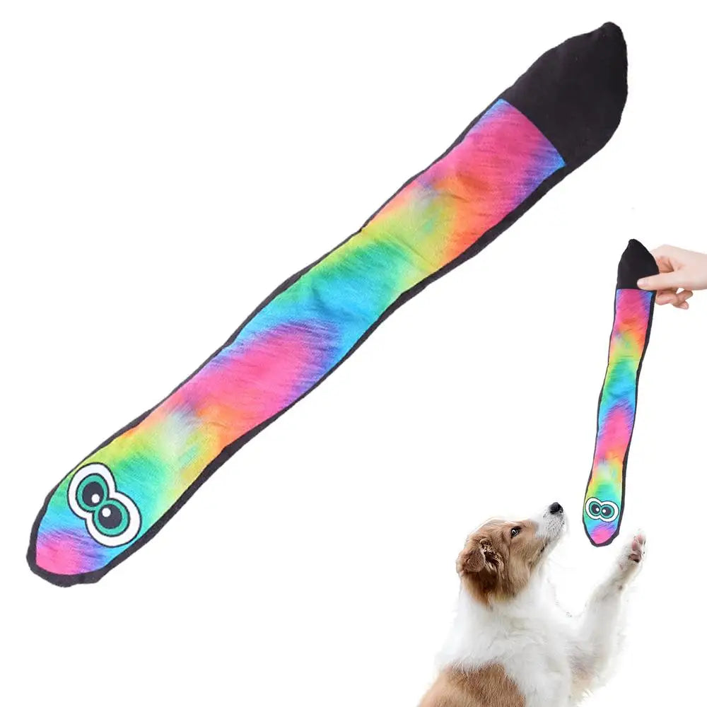Snake Dog Toy With Squeakers Plush Puppy Toys With Squeakers At The Tail Blue Rainbow Squeaky Pet Snake Toy Long Dog Toys For