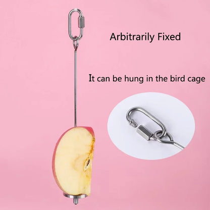 Stainless Steel Pet Parrot Feeder Fruit Corn Fork Toys Chicken Vegetables Holder Hang Cage Feeding Stick Feeder Accessories Pet