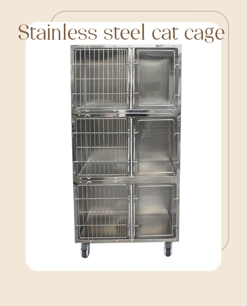 Hot Selling 304 Stainless steel high end cat cage with independent cat toilet