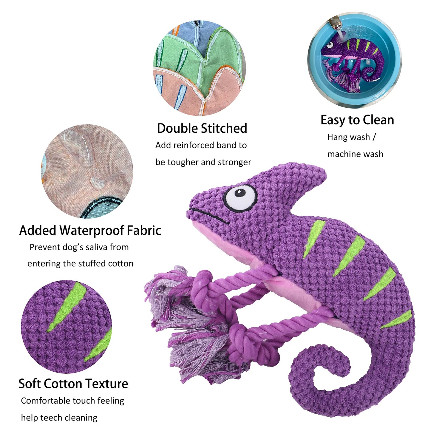 Dog Plush Toy Spot Plush Stuffed Molars Bite-resistant Squeaking Sound Chameleon Pet Dog Toys Fleece Squeak Toys