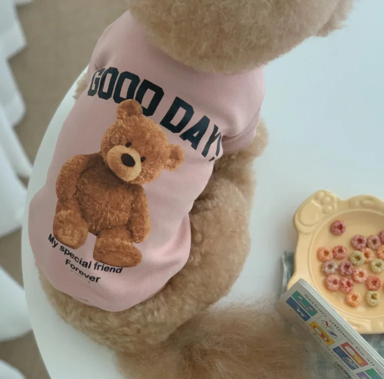 Winter Warm Cute Pet Casual Wear Clothes Bichon Hoodies Cartoon Bear Design For Puppy Dogs Poodle Teddy Girls Sweatshirt Jacket