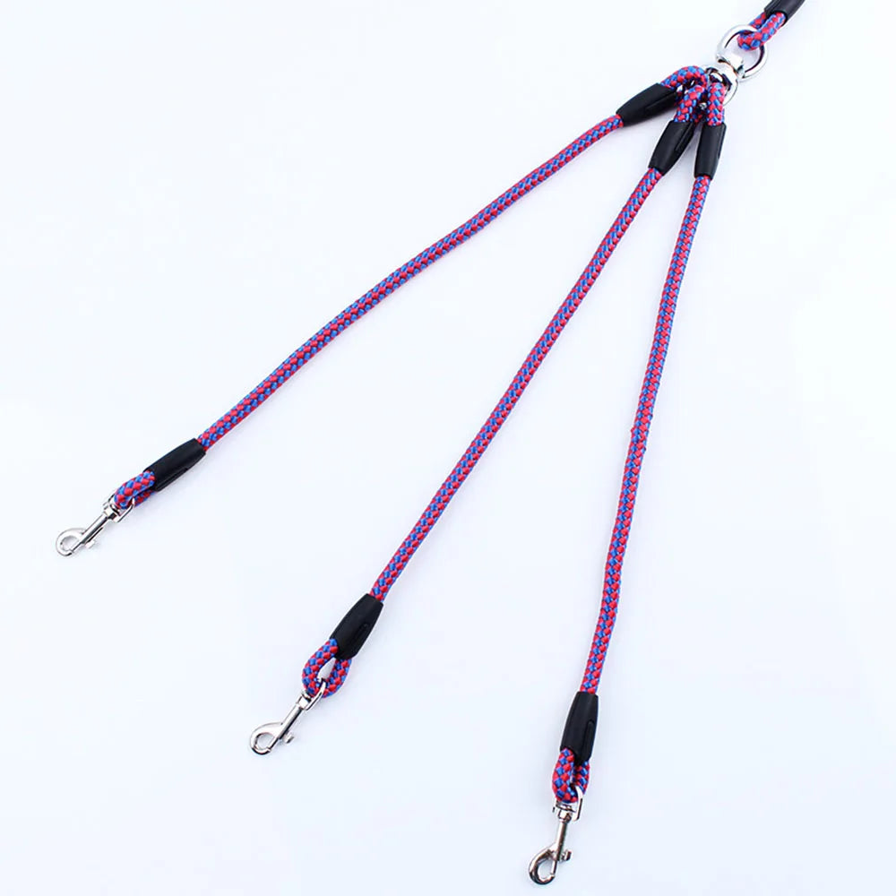 Dog Leashes 3 in 1 Nylon Pet Traction Rope 3 Way Dog Lead Leash for Three Small Dogs Cats Outdoor Walking Multiple Puppy Leash
