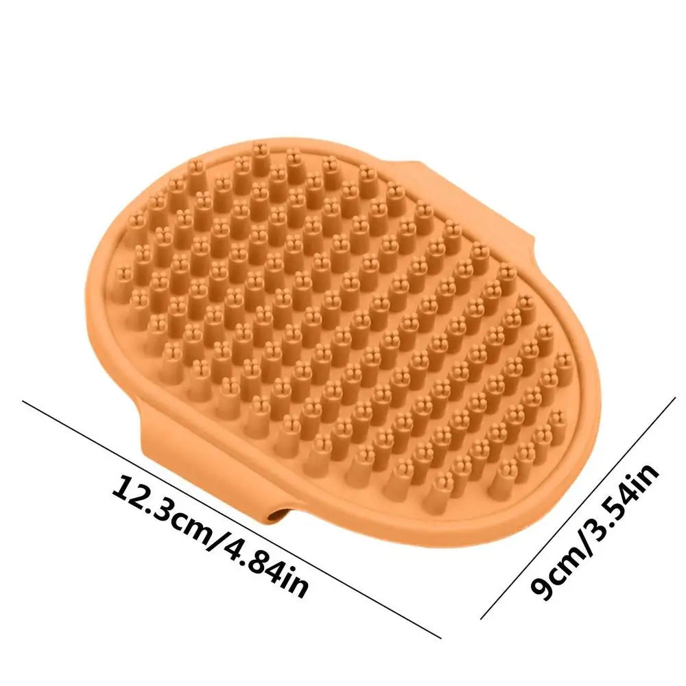 Dog Shampoo Brush Pet Bathing Brush Soft TPR Dog Scrubber With Ring Handle Massage Brush For Dog Shower Ergonomic Dog Bathing
