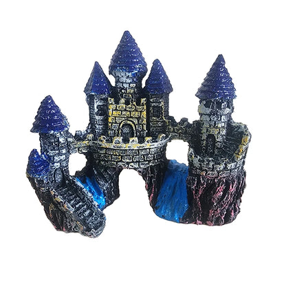 Resin Artificial Fish Tank Ancient Castle Decoration Aquarium Rock Cave Building Decoration Aquatic Landscaping Ornament Decor