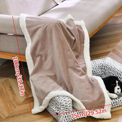 Waterproof Blanket For Dogs Double Layer Thickened Warm Washable Dog Blankets Short Plush Cover Blanket Four Seasons General For