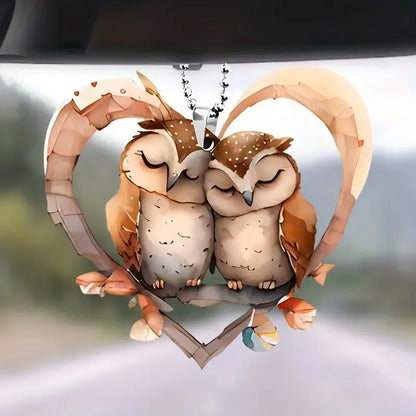 Winged Double Flying Bird, Acrylic Decorative Pendant, Interior Rearview Mirror Decorative Pendant, Two-dimensional Flat Pendant