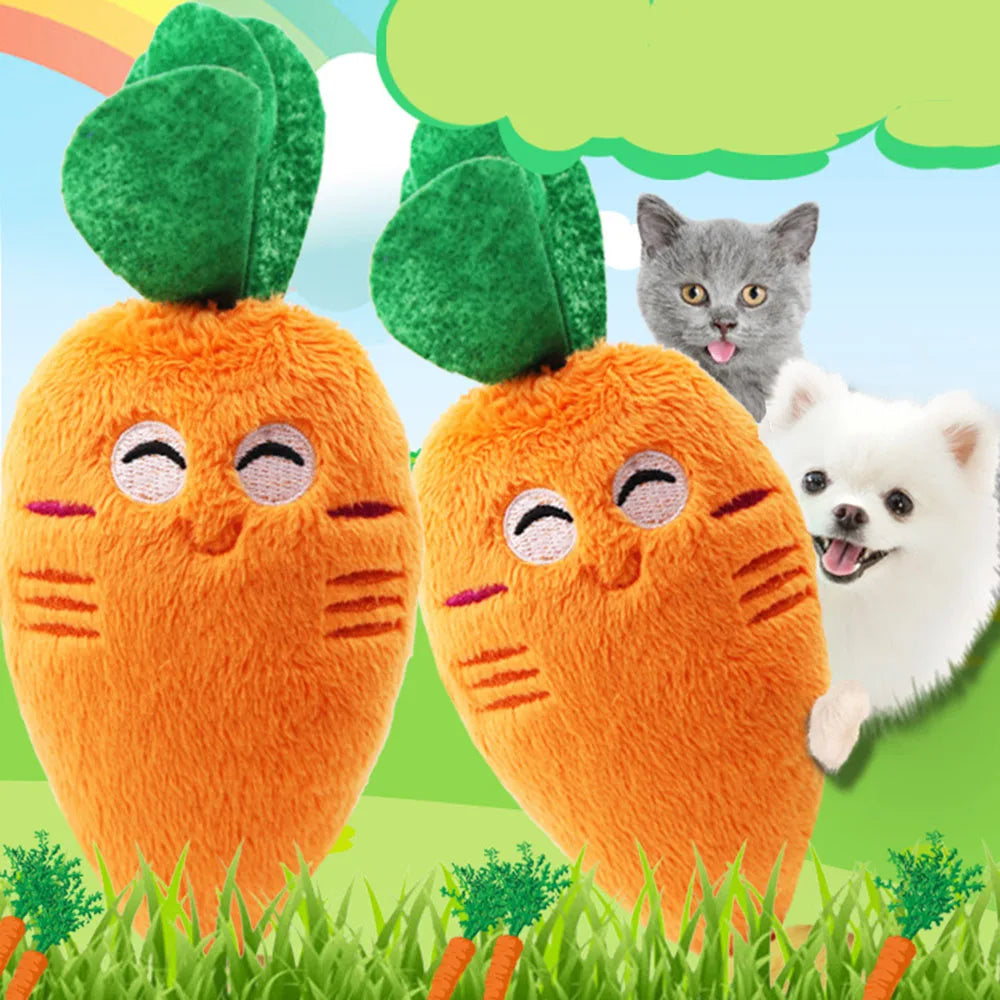 Puppy Dog Plush Squeaky Toy for Small Medium Dogs Cute Bone Carrot Toy for Aggressive Chewers Pet Cat Products Puppy Accessories