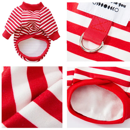 Dog Cat Hoodies with Tractional, Autumn Winter Stripe Sweatshirt Dog Clothes for Small Medium Dogs Cats Puppy Pullover Coat
