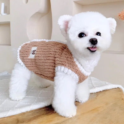 Winter Warm Clothes Cardigan Pet Dog Coat Fleece Jacket Chihuahua Bichon Clothing Puppy Vest Girls Dog Costume for Small Dogs