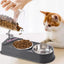 Pet Double Feeding Bowl Non-Slip Feeder Two Dishes For Cats Non-skid Pet Stainless Steel Bowls Pet Feeder Food Dispenser