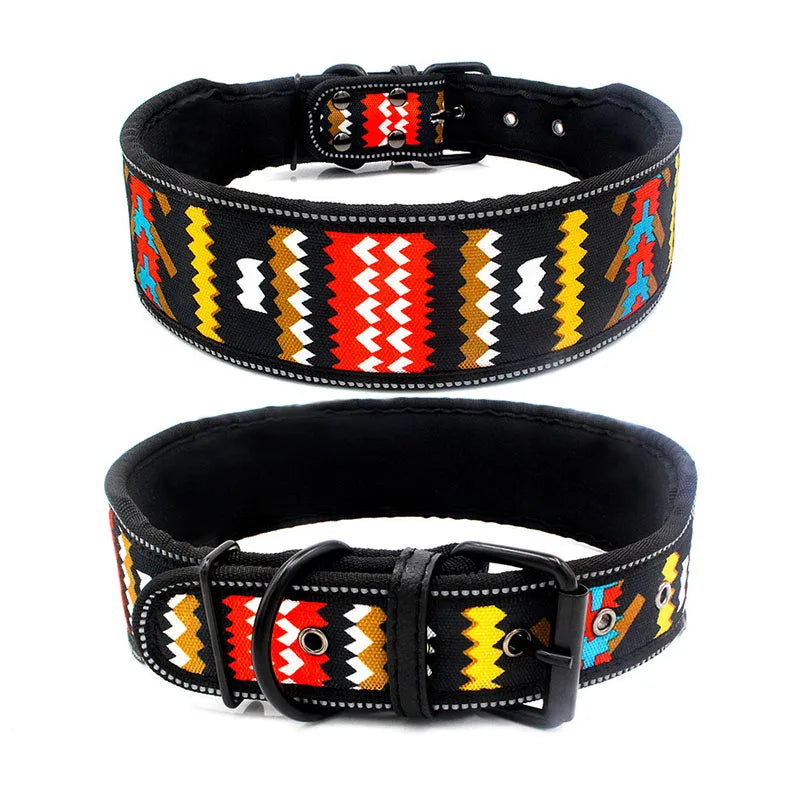 Reflective Puppy Big Dog Collar with Buckle Soft Padded Wide Adjustable Pet Collar for Medium Large Dogs Pitbull Leash Dog Chain