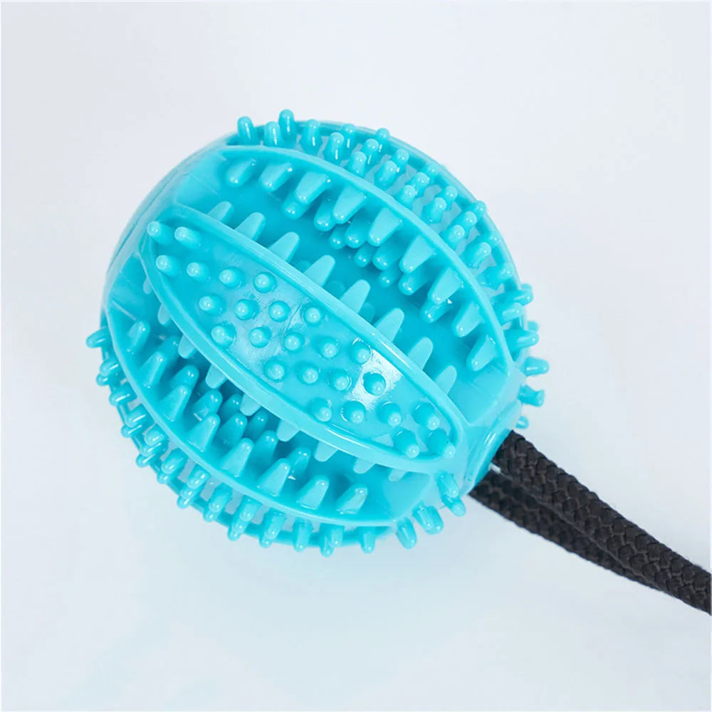 Dog Chew Ball Toys for Aggressive Chewers Interactive Dog Puzzle Toy Food Dispenser Suction Cup Dog Tug Toy for Dogs Teeth Clean