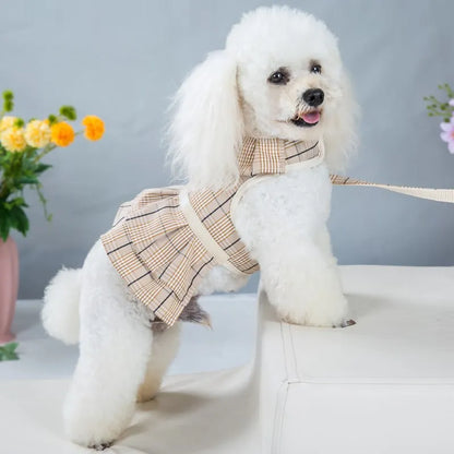 2023New Dog Harness Elegant Comfortable Breathable Pet Dress Collar For Small Dogs Fashion Lovers Vest Dog Harness and Leash Set