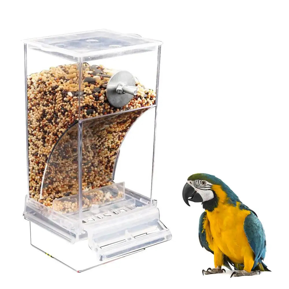 Bird Feeders Parakeet Feeders For Bird Cage Automatic Parrot Feeder Drinker Clear Acrylic Splash-Proof Bird Feeder