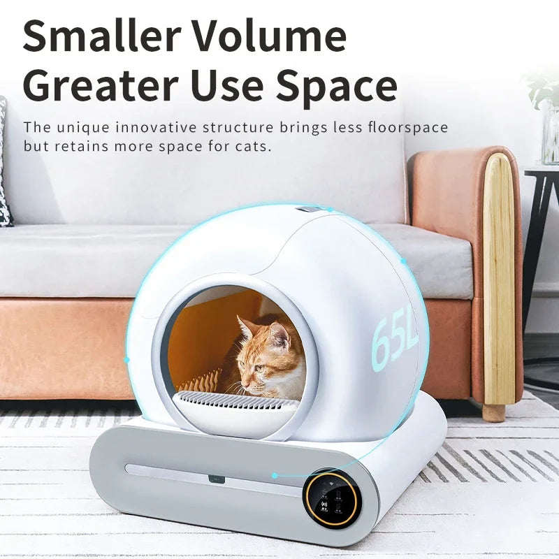 New  Large Space Comfortable Auto Shovel Cat Litter Tray Box Automatic Cleaning Light Indicating UV Disinfecting Cat Toilet
