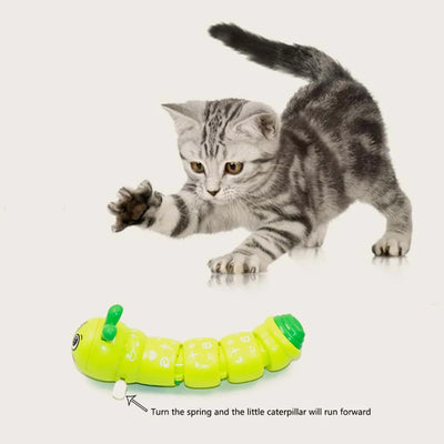 1pc Cute Wind Up Clockwork Caterpillar Toy for Cat Clockwork Pet Toy Chewing Claws Thumb Bite Pet Accessories Interactive Toys