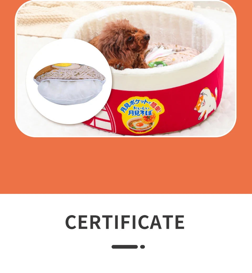 Pet Dog Cat House Kennel Super Large Instant Noodle Warm Dog Cat Nest Beds Cushion Udon Cup Noodle Pet Bed Cozy Nest