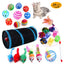 Cross-border new pet cat toy set colorfulfulful feather fishing rod caterpillar bell replaceable head funny cat stick