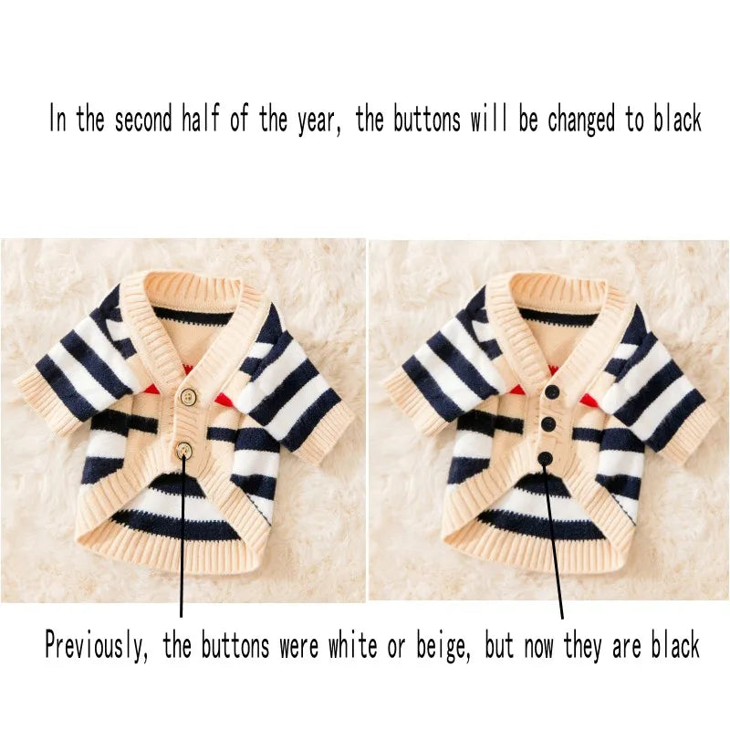 Autumn Winter Dog Clothes Chihuahua Bichon Pet Dog Sweater Soft Striped Cardigan Coat Puppy Warm Knitted Jacket Dog Girl Costume