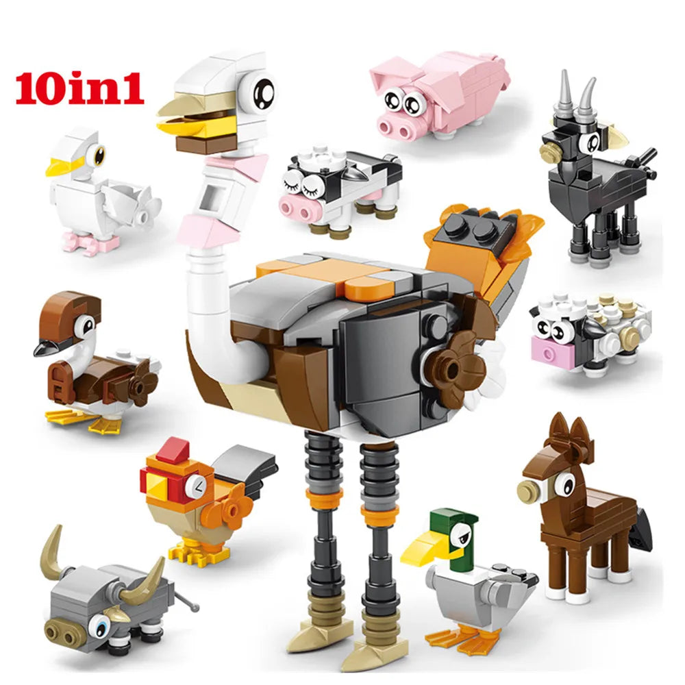 Insect World Animals Scorpion Mantis Ants Spider Birds Marine Animal Building Blocks Toys Desktop Ornaments Bricks Kids Gift