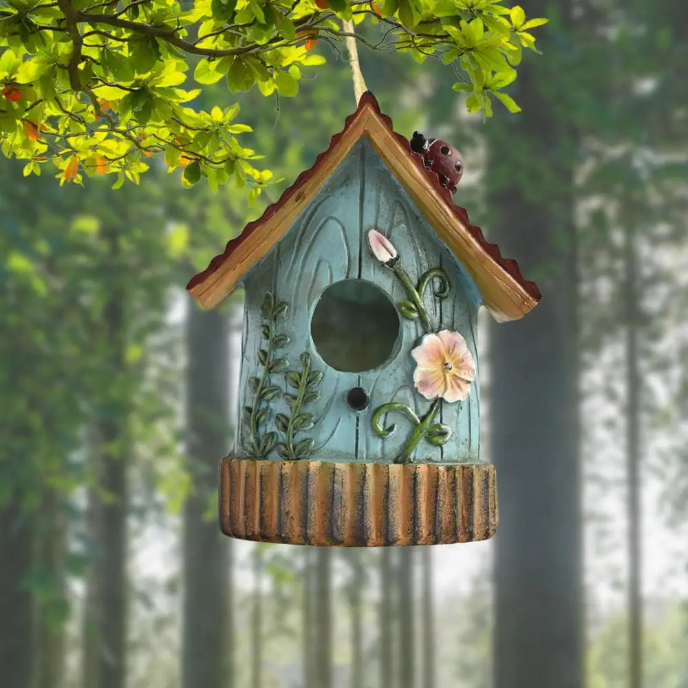 Hangable Bird Houses For Outside Hangable Resin Hand Carved Bird Nest For Outside Sturdy Multifunctional Outdoor Garden Decor