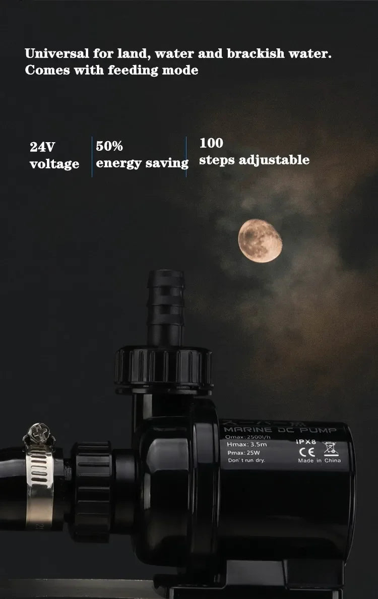 Aquarium DC 24V Water Circulation Frequency Conversion Water Pump 2500L/H 2.5m Fish Tank Filter Submersible Fountain Pump насос