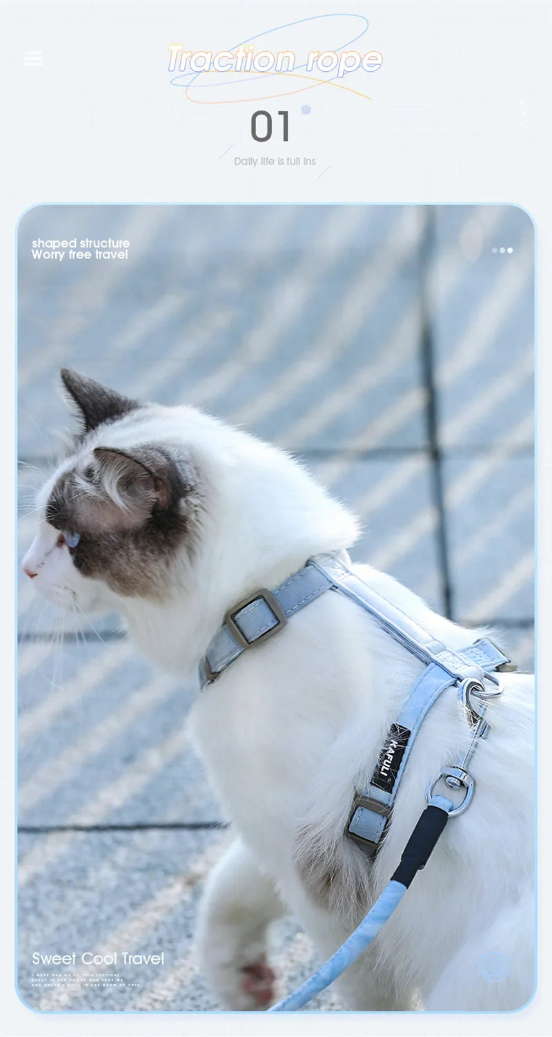 Cartoon Nylon Pet Dog Collar Accessories Anti Break Cat Small Puppy H-Shaped Harness Leash Set Travel Chihuahua Pet Accessories