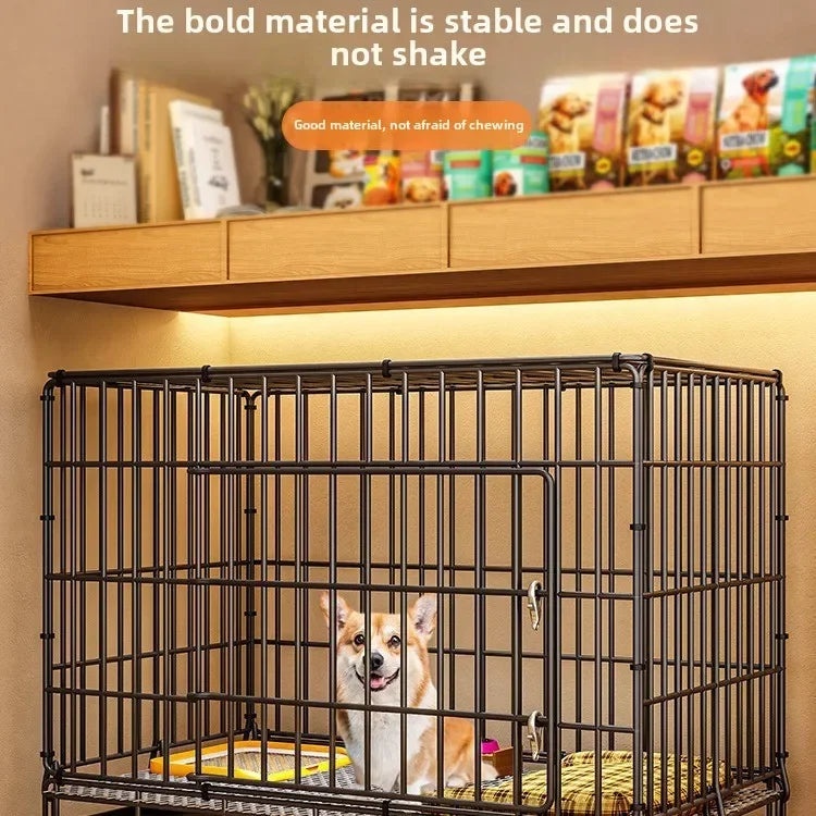 Dog Cage Small Dog Indoor Folding with Toilet Teddy Bigbear Medium Dog Corgi Border Pet Kennel