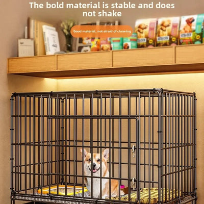 Dog Cage Small Dog Indoor Folding with Toilet Teddy Bigbear Medium Dog Corgi Border Pet Kennel