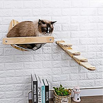 2Pc Wall Mounted Cat Climbing Set Hammock and Steps Four Layers Hemp Rope Wall Pet Furniture Supplies Cat Accessories